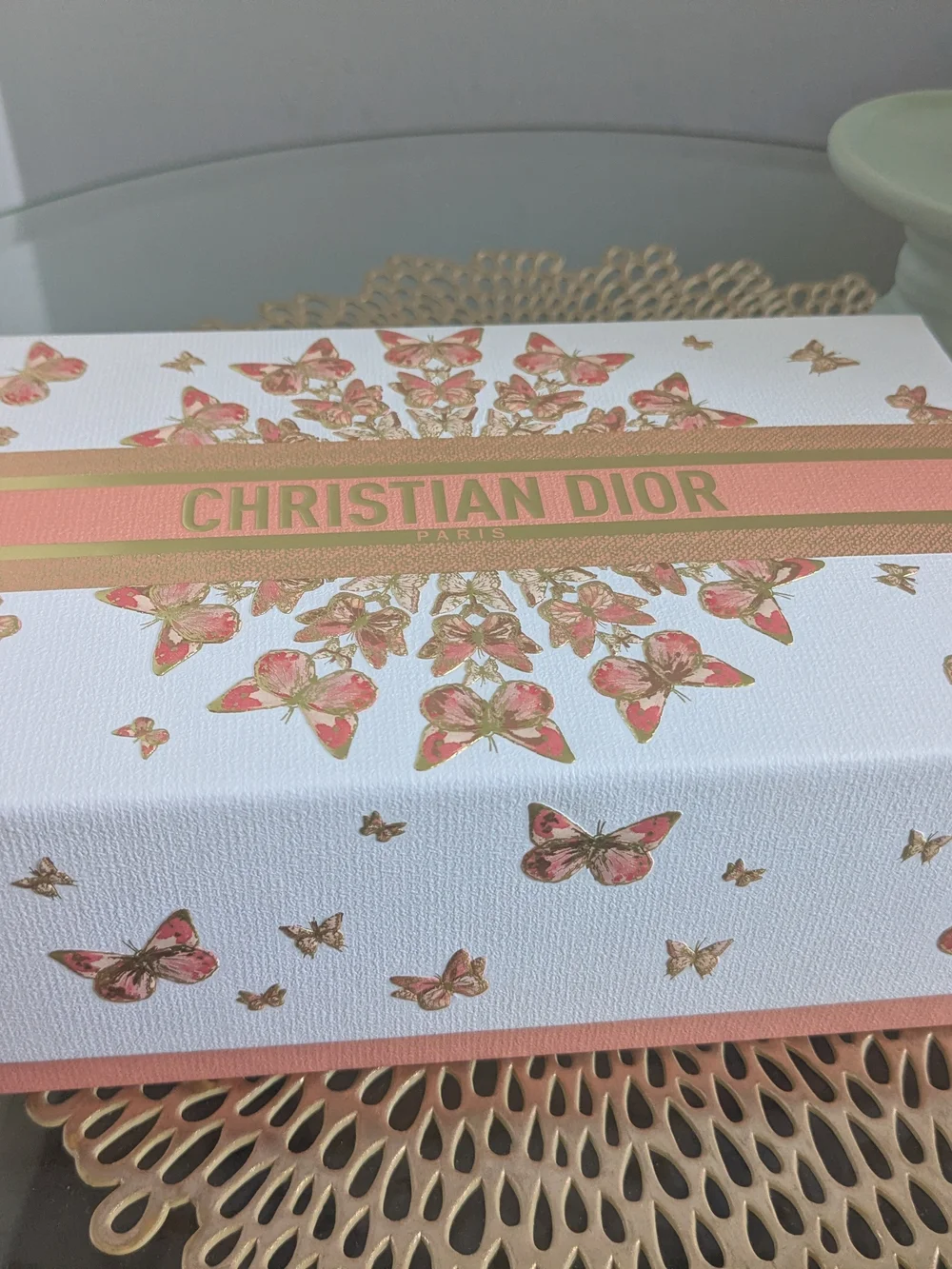 Christian Dior Pink & Gold Butterfly Gift Box